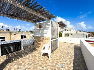 Rooftop terrace with pergola and city views in Cancun, Mexico. Isla Mujeres Mexico Property